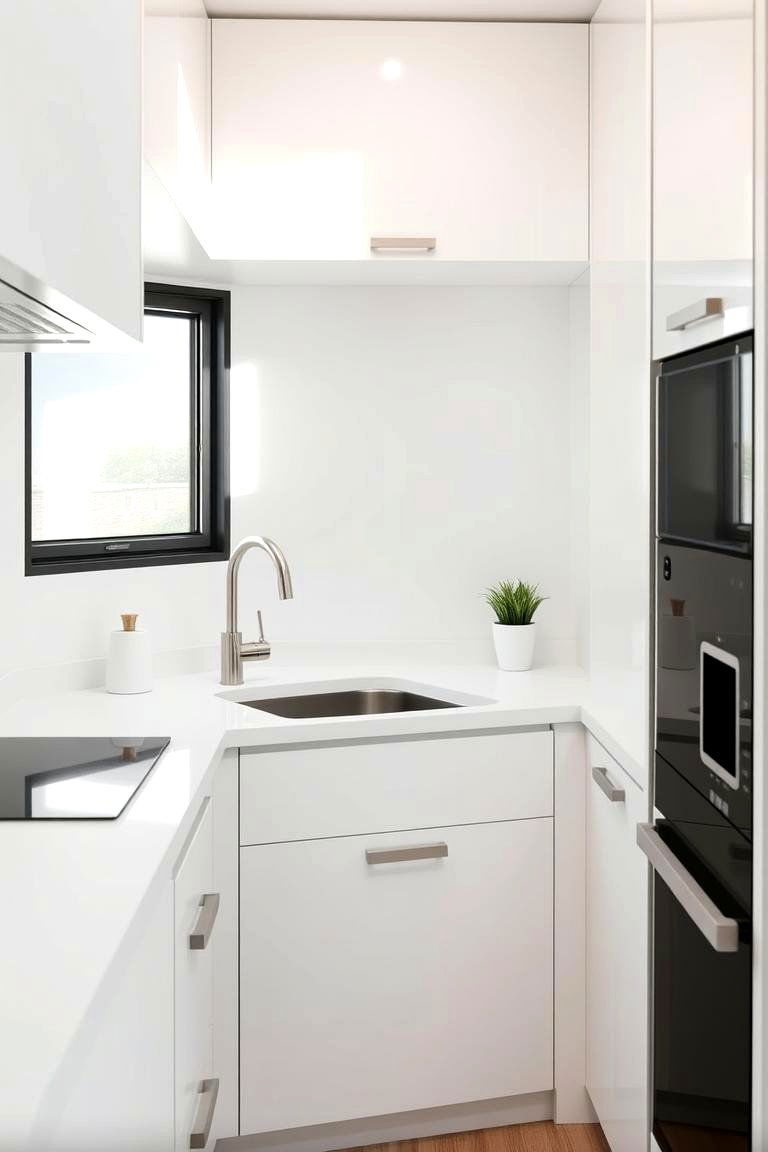 Space Saving Corner Sink Design - 24 Corner Kitchen Sink Ideas