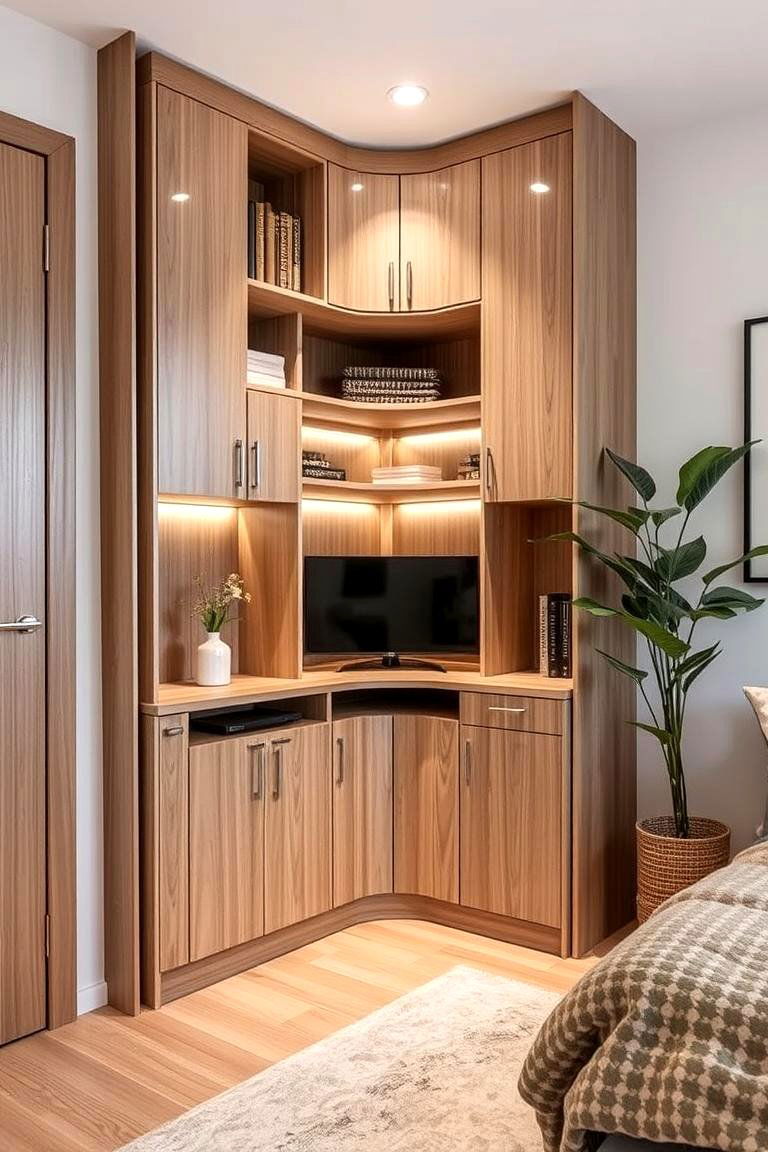 Space Saving Corner Unit - 24 Corner Bookshelf Ideas