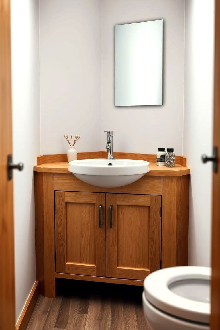 Space Saving Corner Vanity - 24 Wood Bathroom Vanity Ideas