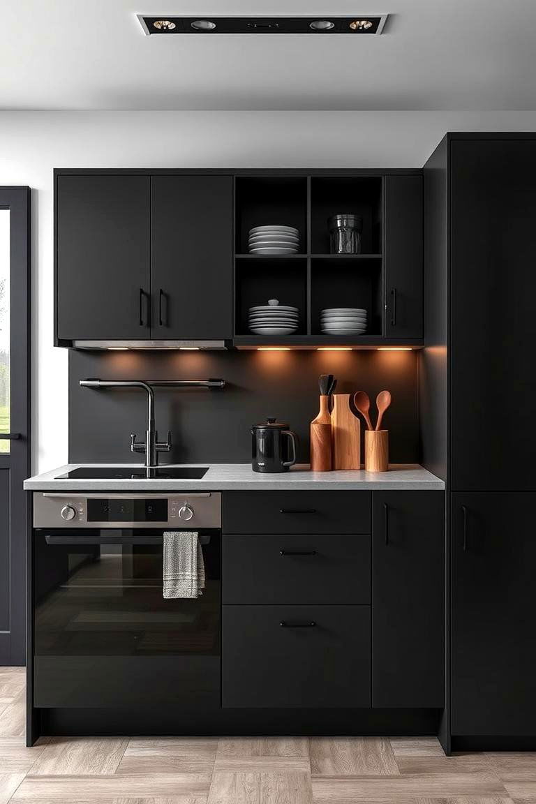 Space Saving Dark Kitchen - 24 Dark Kitchen Ideas