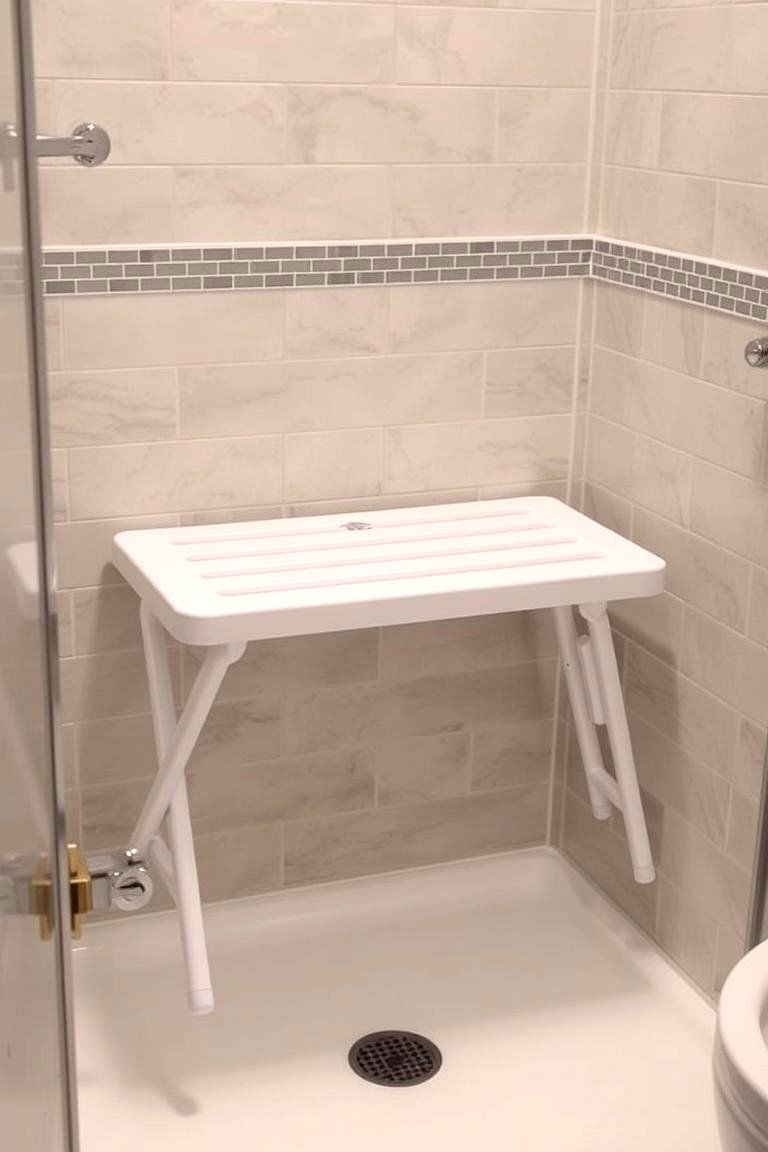 Space Saving Fold Down Shower Bench - 24 Shower Bench Ideas