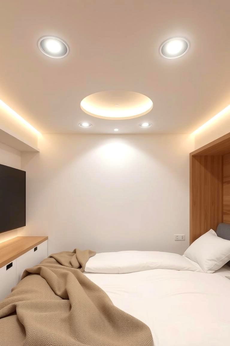 Space Saving LED Downlights - 24 Small Bedroom Lighting Ideas