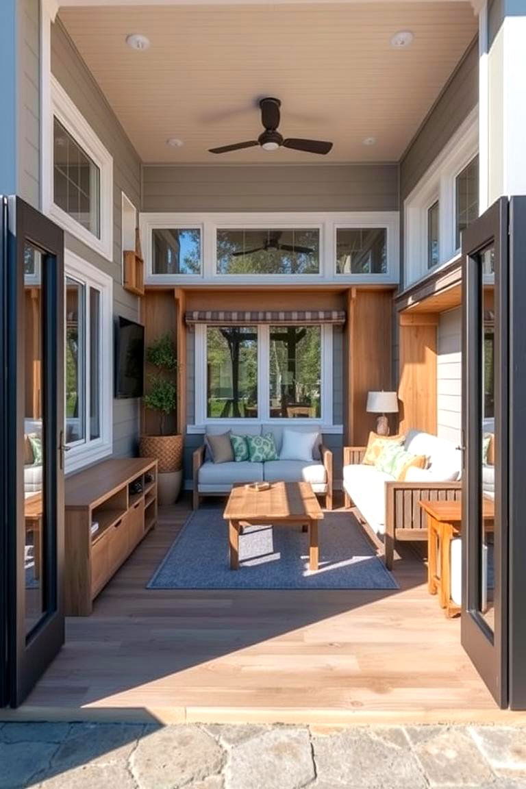 Space Saving Multifunctional Porch - 24 Small Screened-in Porch Ideas