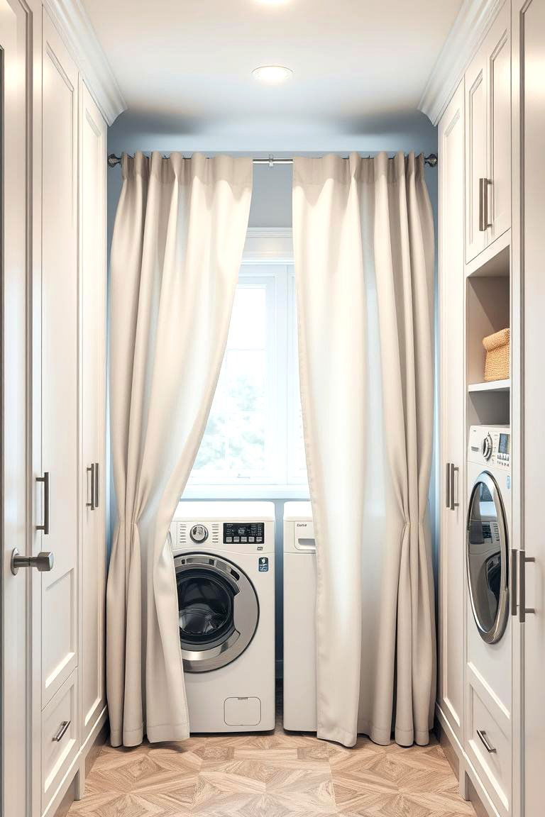 Space Saving Pocket Curtains - 24 Laundry Room Curtain Ideas