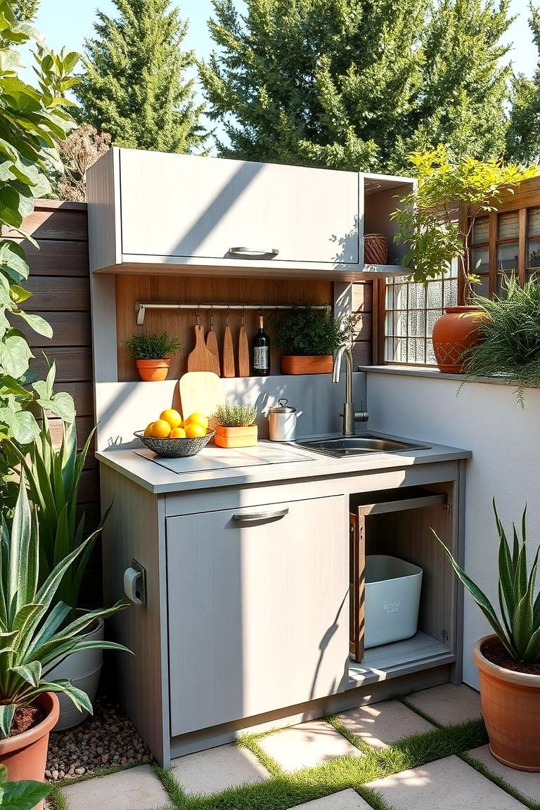 Space Saving Prep Counter - 24 Small Outdoor Kitchen Ideas