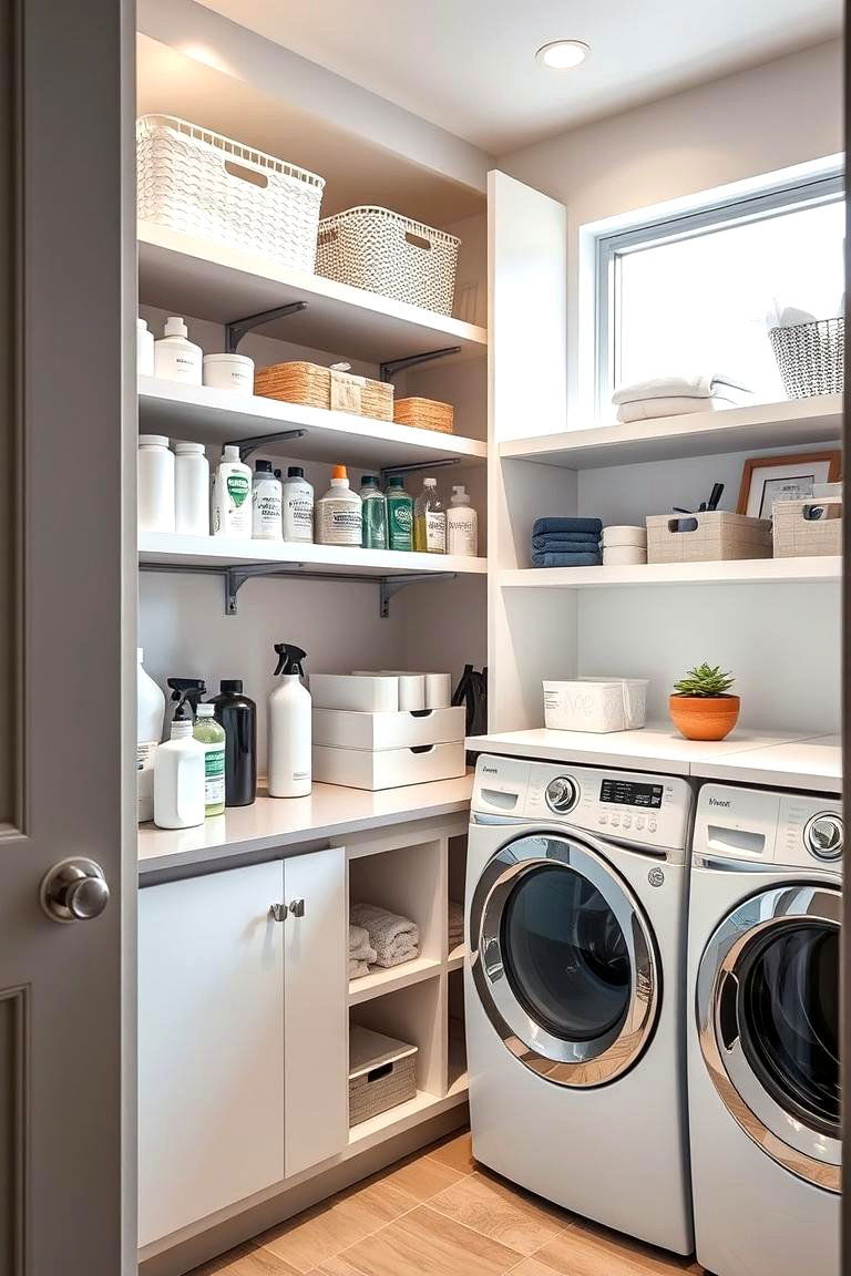 Space Saving Shelving Solutions - 24 Laundry Closet Ideas