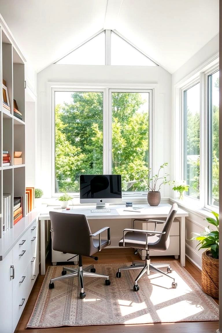 Space Saving Sunroom Office - 24 Sunroom Office Ideas