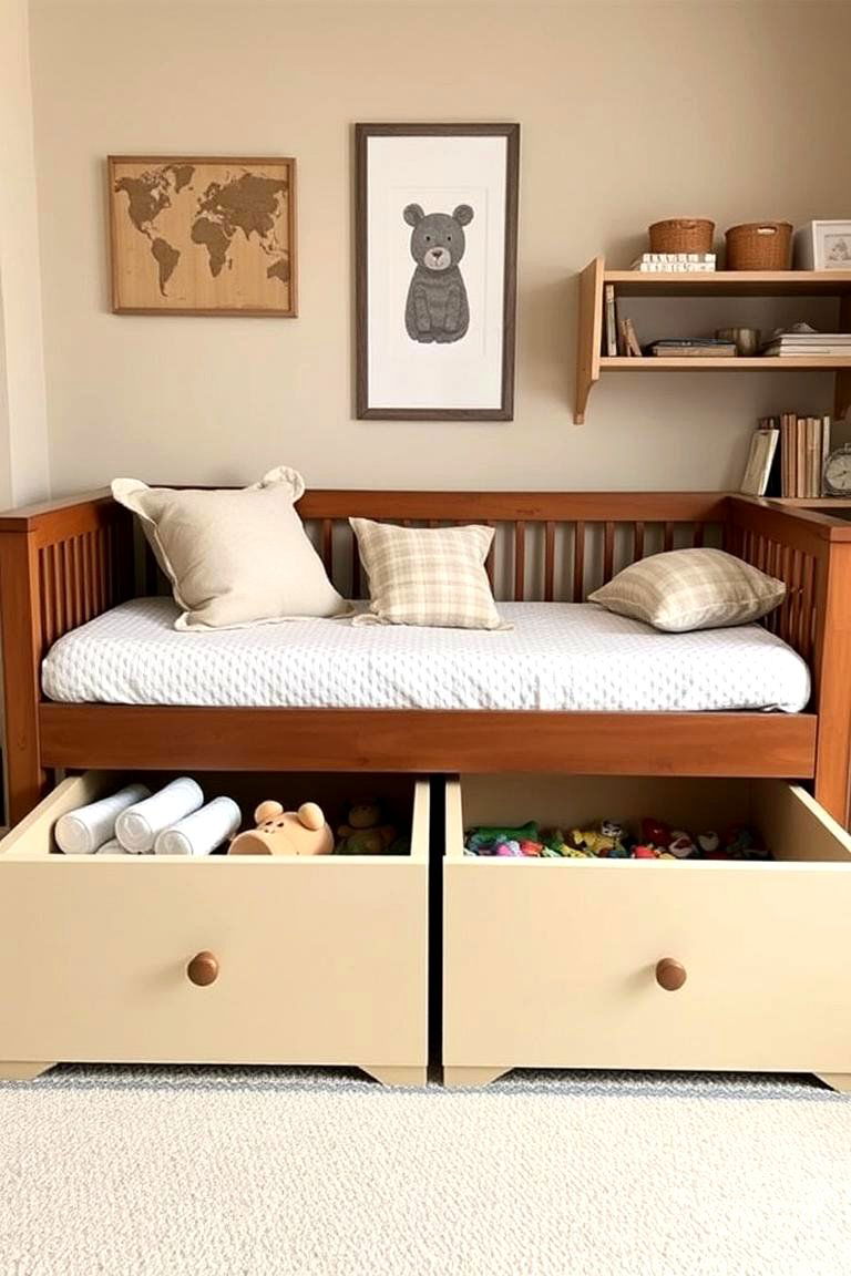 Space Saving Under Bed Storage Drawers - 24 Playroom Storage Ideas