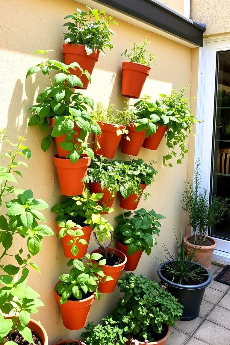 Space Saving Vertical Herb Garden - 24 Patio Small Garden Ideas