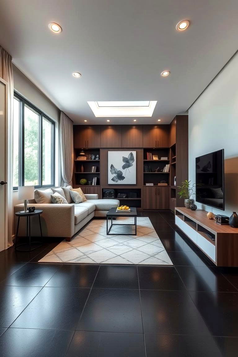 Space Savvy Living Room Design - 24 Black Floor Living Room Ideas