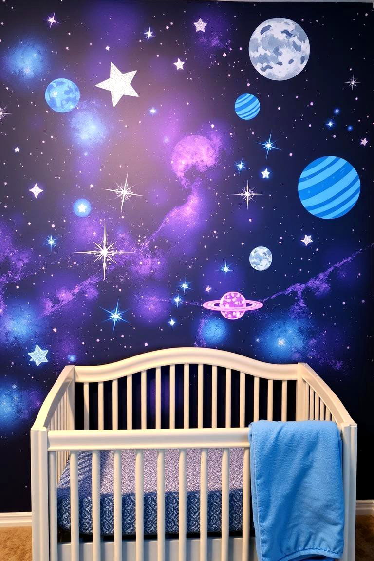 Space Themed Accent Wall - 24 Nursery Accent Wall Ideas