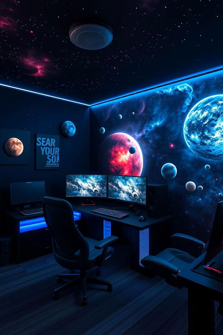 Space Themed Room - 24 Gaming Bedroom Ideas