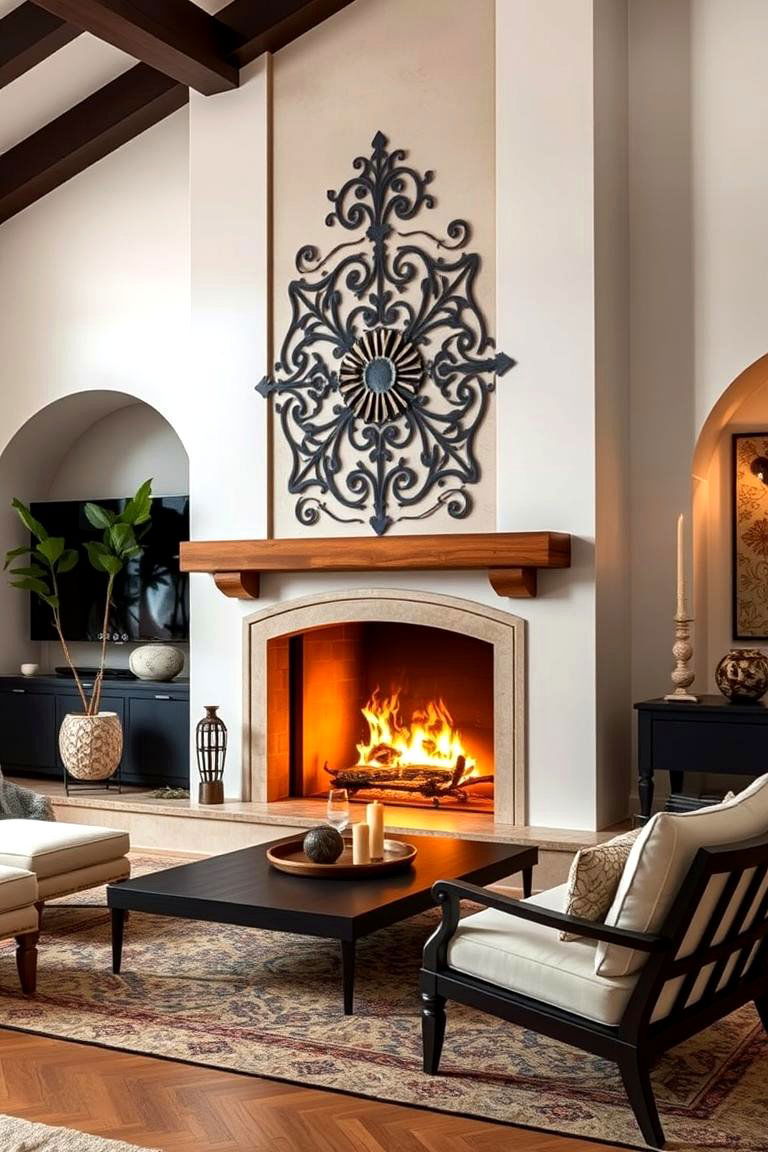 Spanish Fusion Fireplace with Modern Touch - 24 Spanish Style Fireplace Ideas