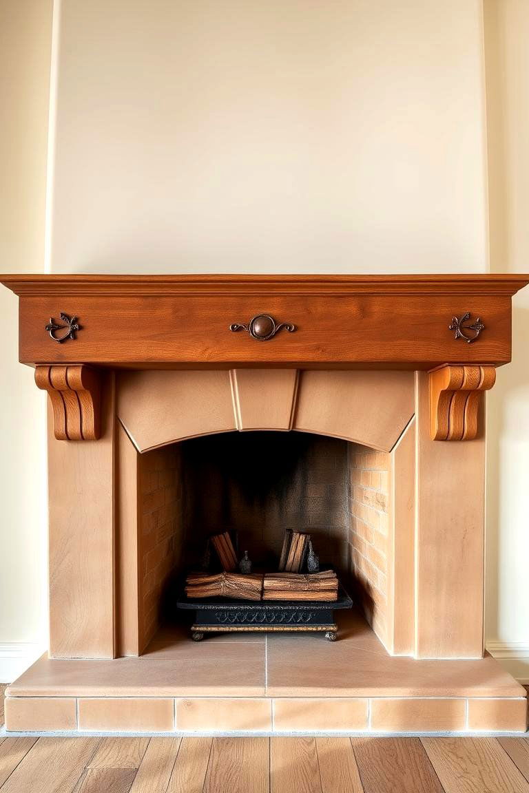 Spanish Revival Fireplace with Wooden Mantel - 24 Spanish Style Fireplace Ideas