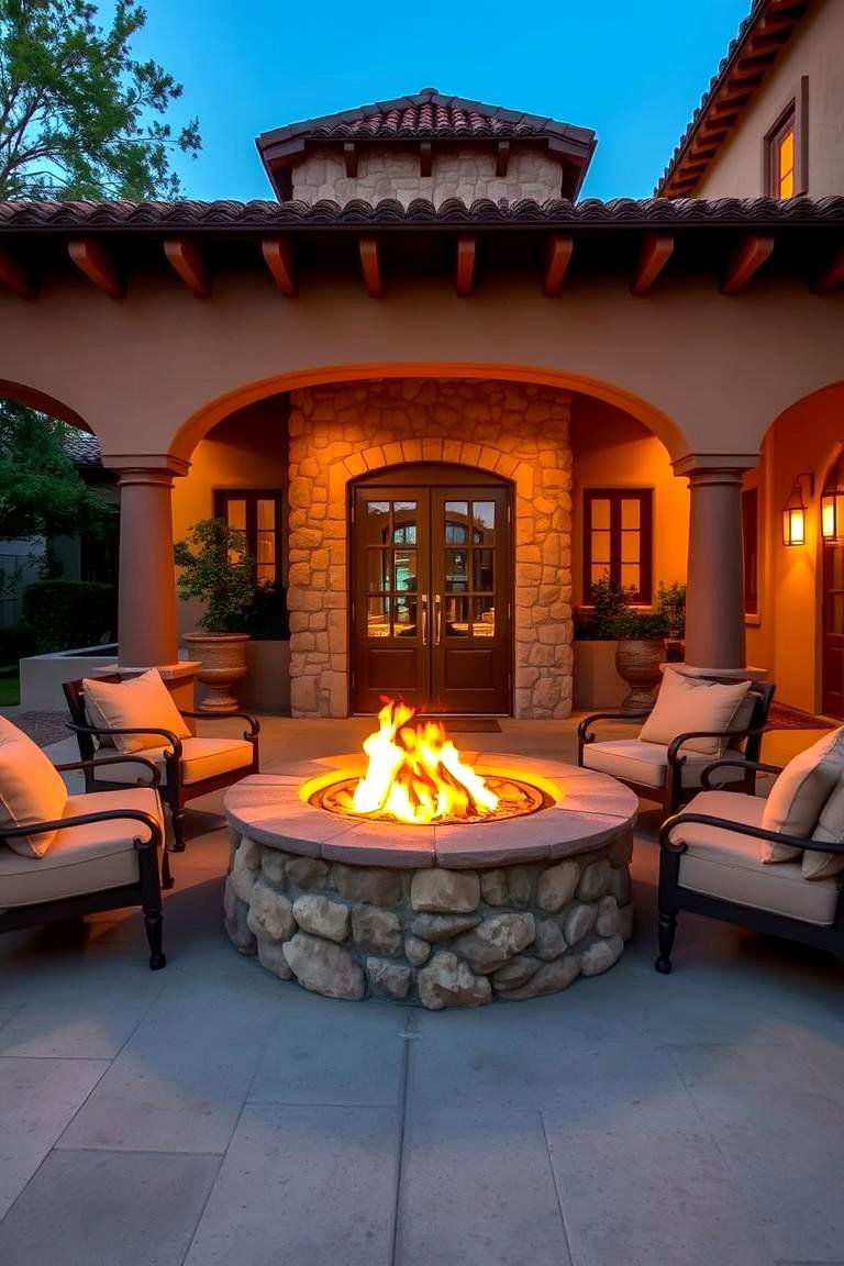Spanish Style Fire Pit - 24 spanish style front porch ideas