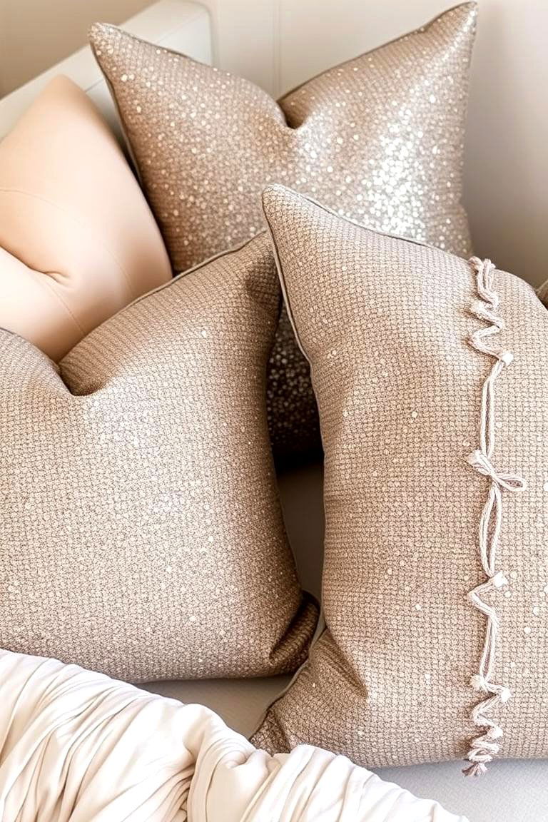 Sparkling Accent Pillows - 24 Glam Bedroom Ideas