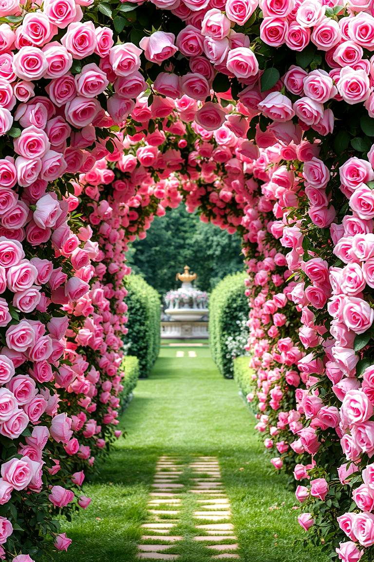 Sparkling Pink Rose Arbor - 24 Pink Garden Ideas