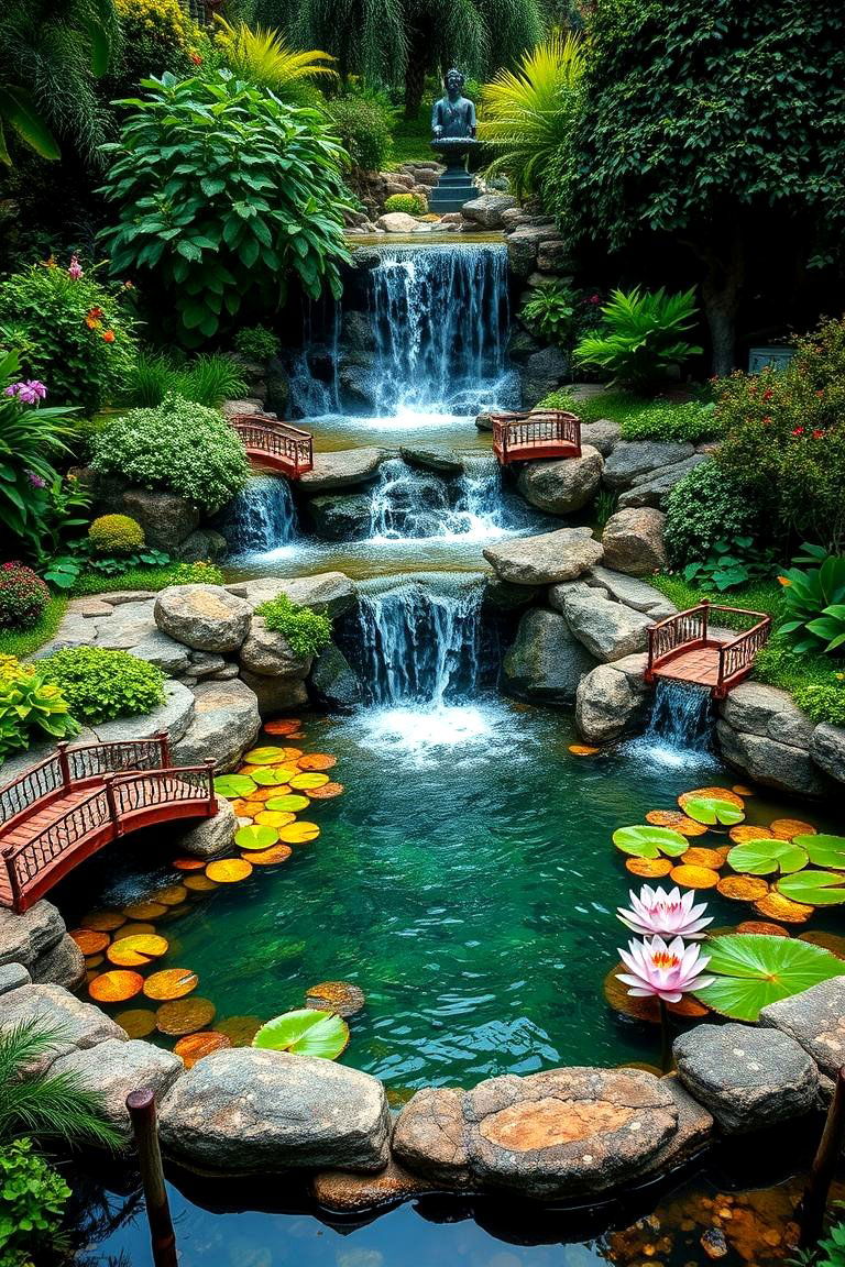 Sparkling Waterfall and Pond Fairy Garden - 24 Large Fairy Garden Ideas