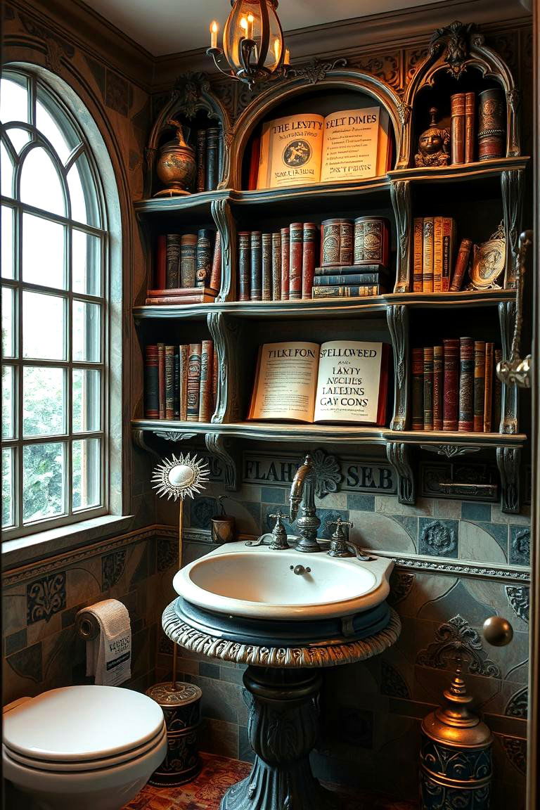 Spell Book Shelves - 24 Harry Potter Bathroom Ideas