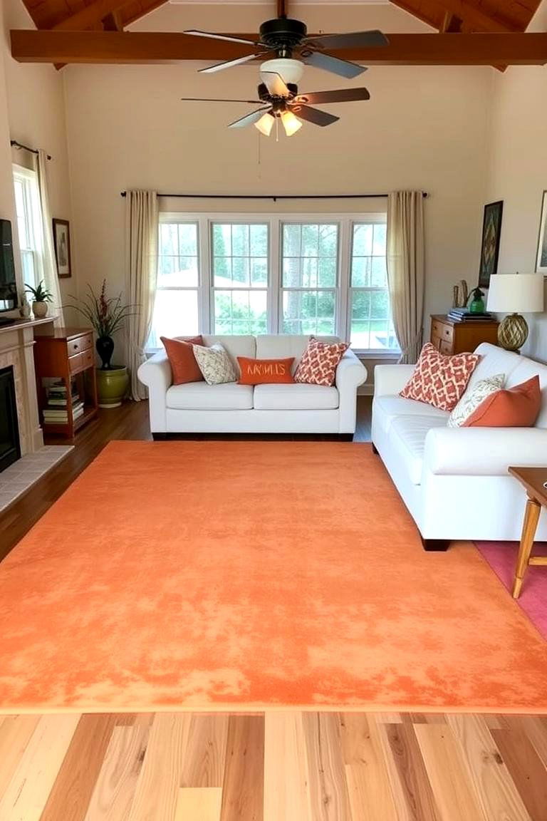 Spice Orange Rug in Living Area - 24 Orange Room Ideas
