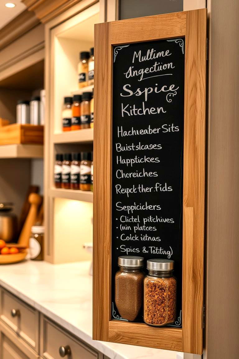 Spice Rack with Integrated Chalkboard - 24 Spice Rack Ideas