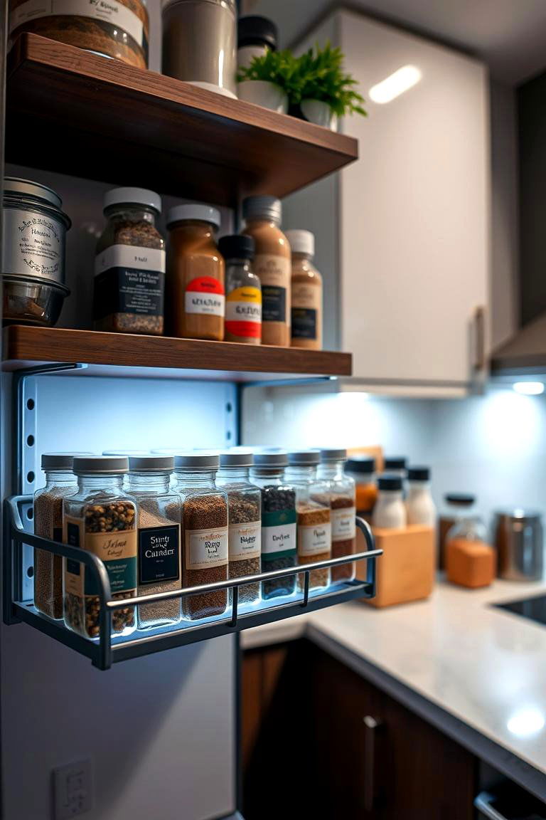 Spice Rack with LED Lighting - 24 Spice Rack Ideas