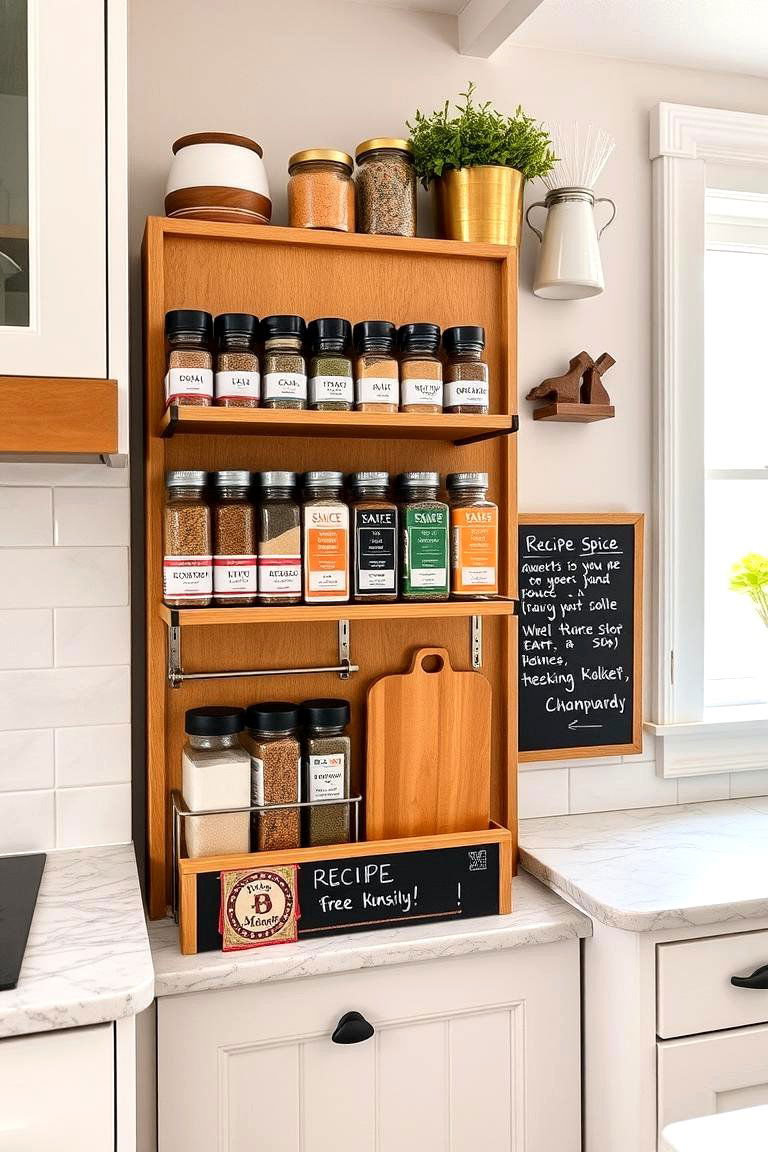Spice Rack with Recipe Holder - 24 Spice Rack Ideas
