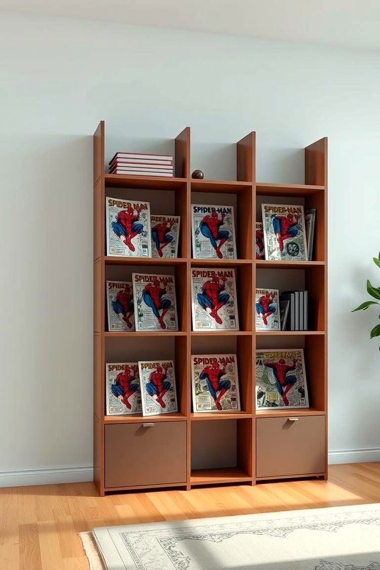 Spiderman Comic Strip Shelving - 24 Spiderman Room Decor Ideas