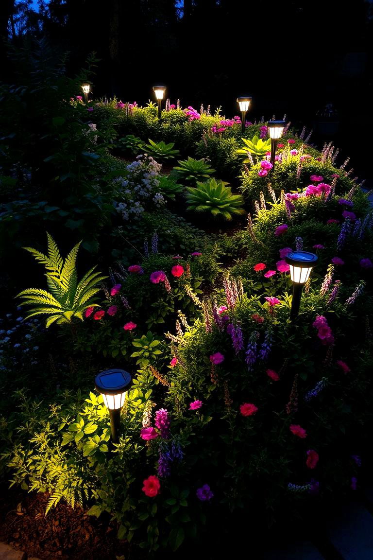 Spiral Garden with Solar Lights - 24 Spiral Garden Design Ideas