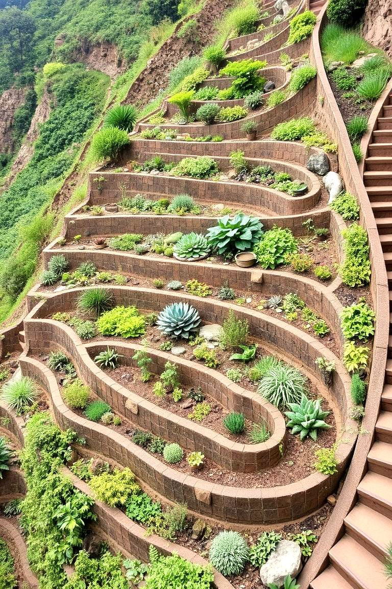 Spiral Garden with Steep Slopes - 24 Spiral Garden Design Ideas
