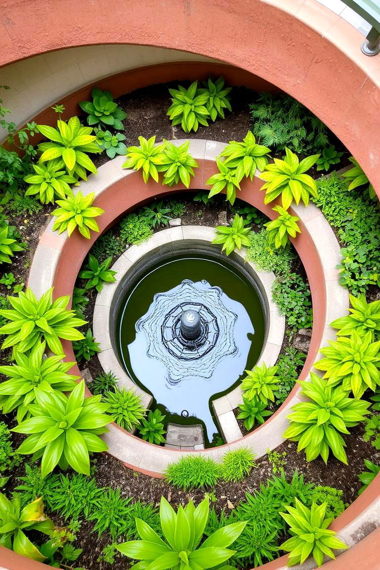 Spiral Water Feature Garden - 24 Spiral Garden Design Ideas