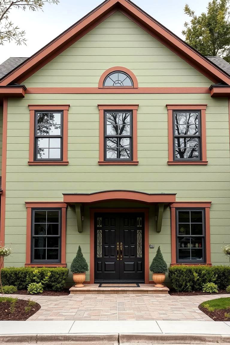 Split Foyer Transformation - 24 Sage Green House With Brown Trim Ideas