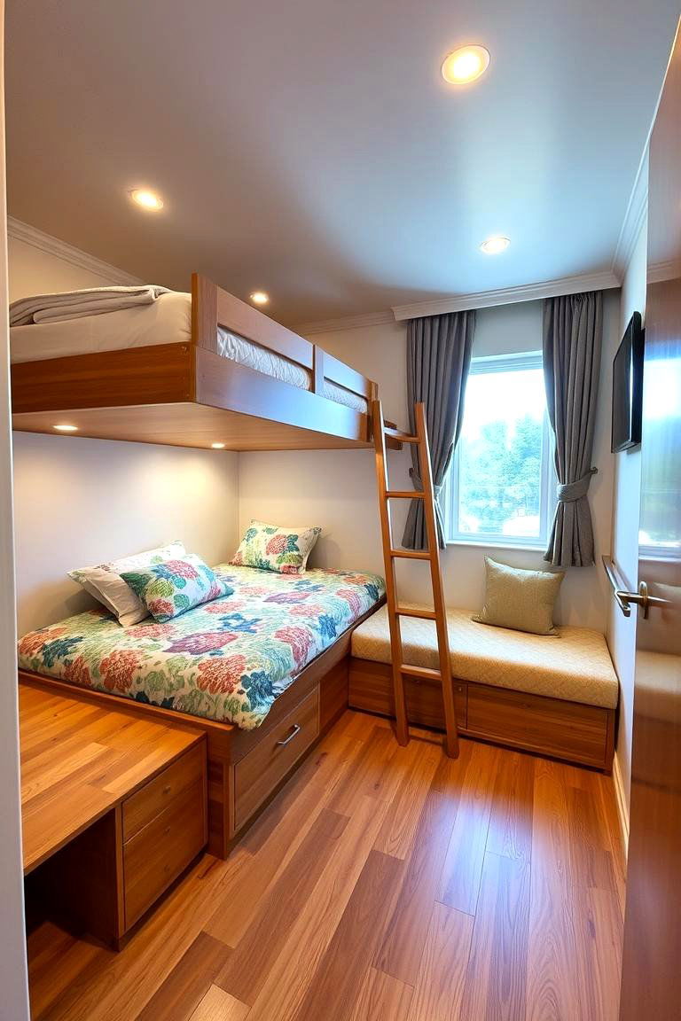 Split Level Beds - 24 2 Beds in One Small Room Ideas