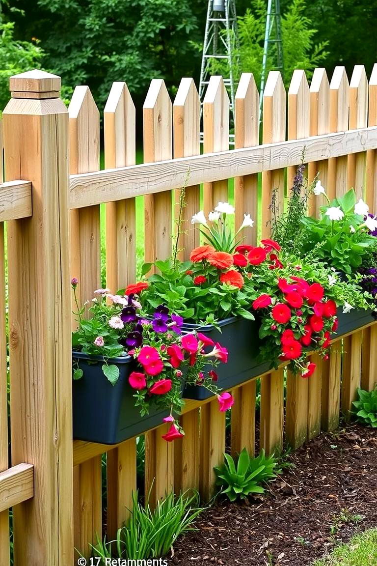 Split Rail Fence with Planter Boxes - 24 Split Rail Fence Ideas
