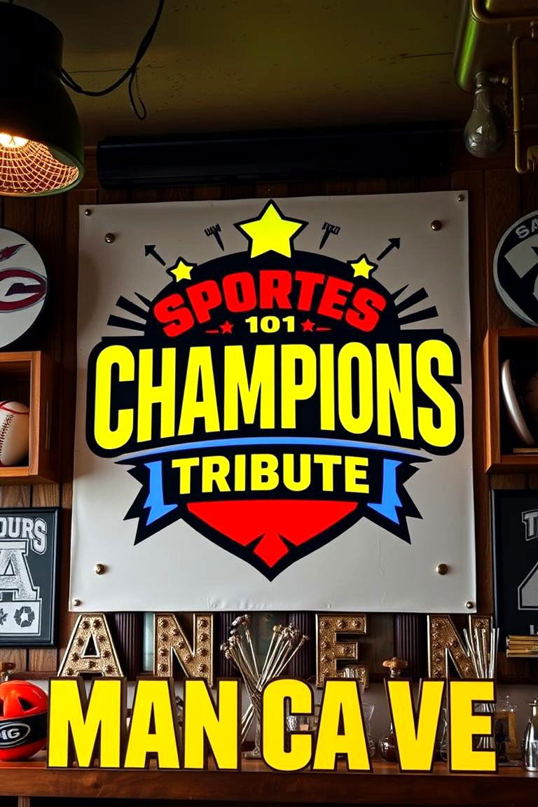 Sports Championship Tribute Sign - 24 Man Cave Sign Ideas