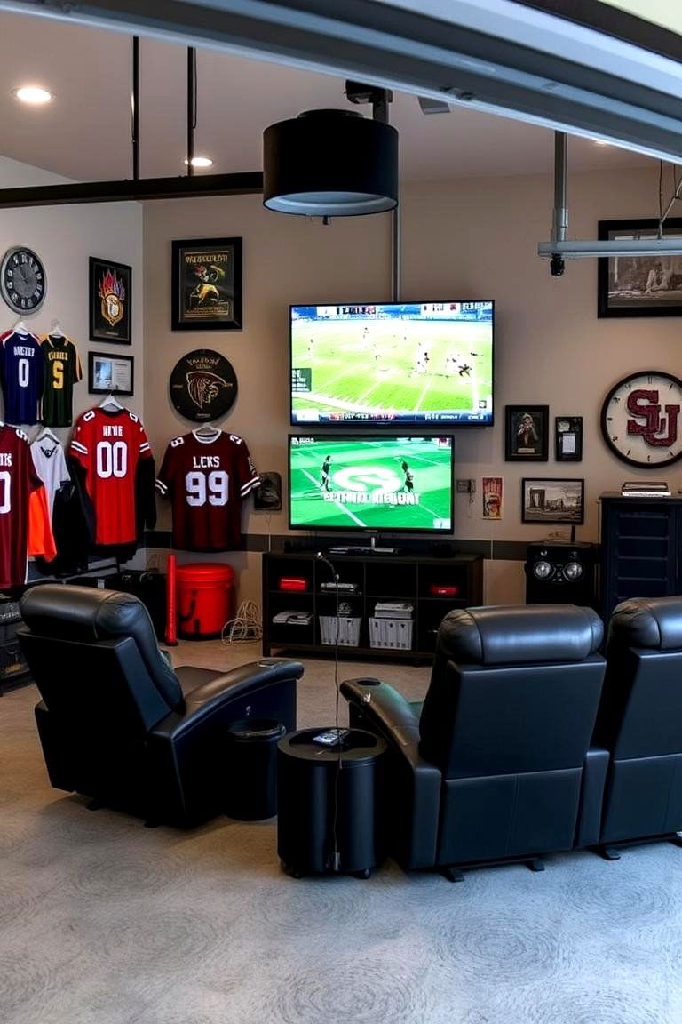 Sports Fan Cave - 24 Garage Game Room Ideas
