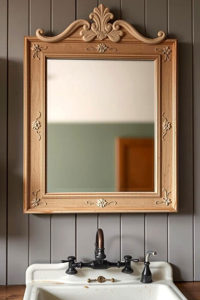 Square Mirrors with Decorative Frames - 24 Farmhouse Bathroom Mirrors Ideas