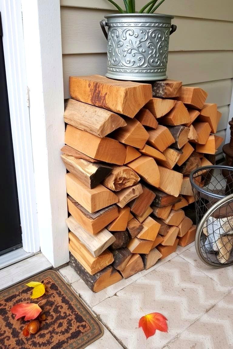 Stack Firewood for a Rustic Touch - 24 Fall Porch Decor Ideas