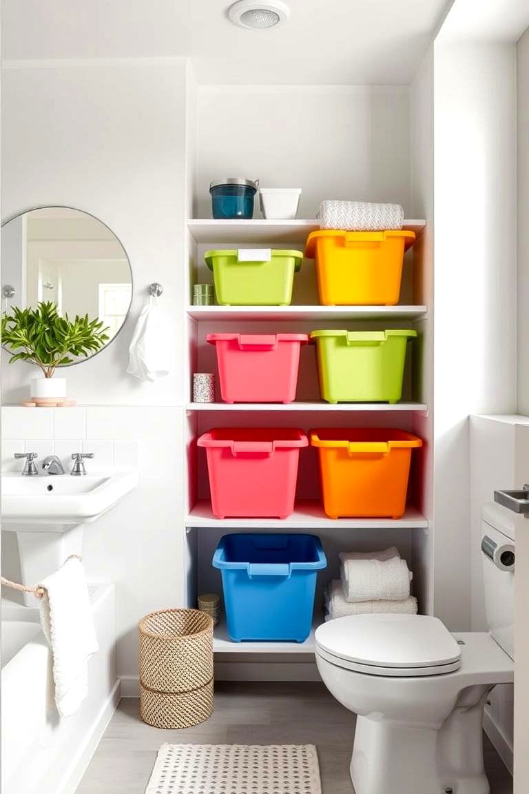 Stackable Bins - 24 Small Bathroom Storage Ideas