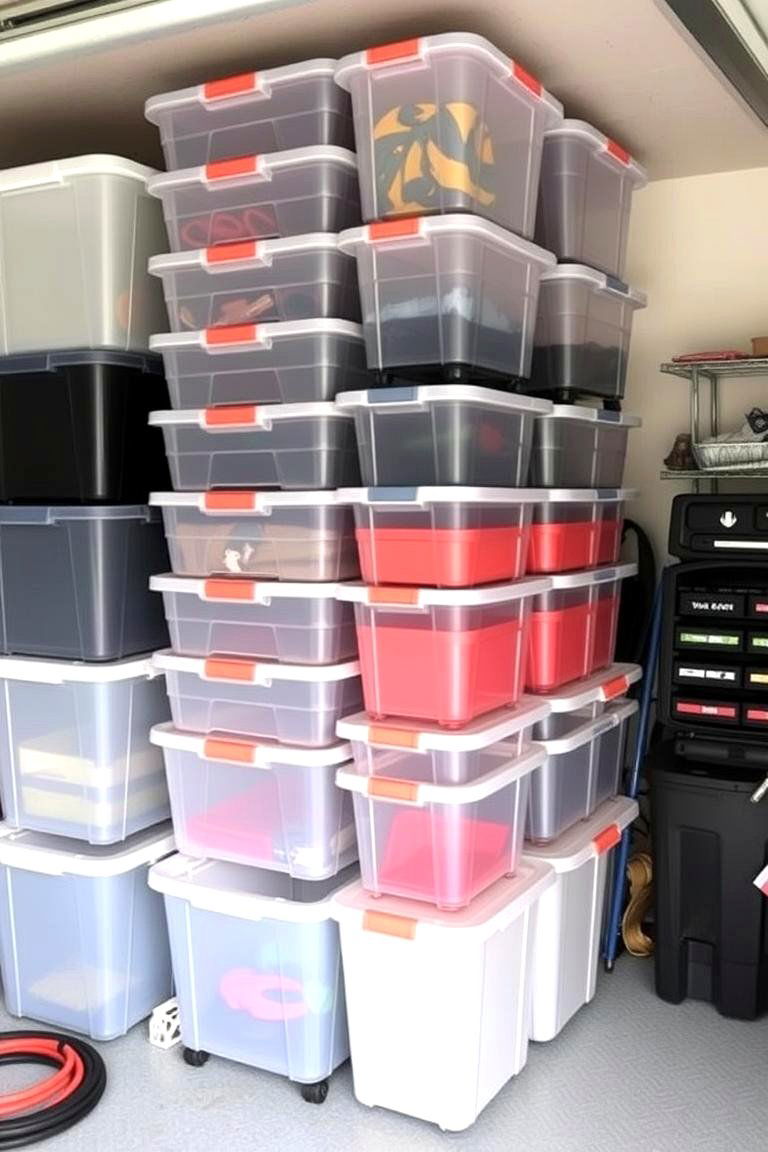 Stackable Plastic Bins - 24 Power Tool Storage Ideas
