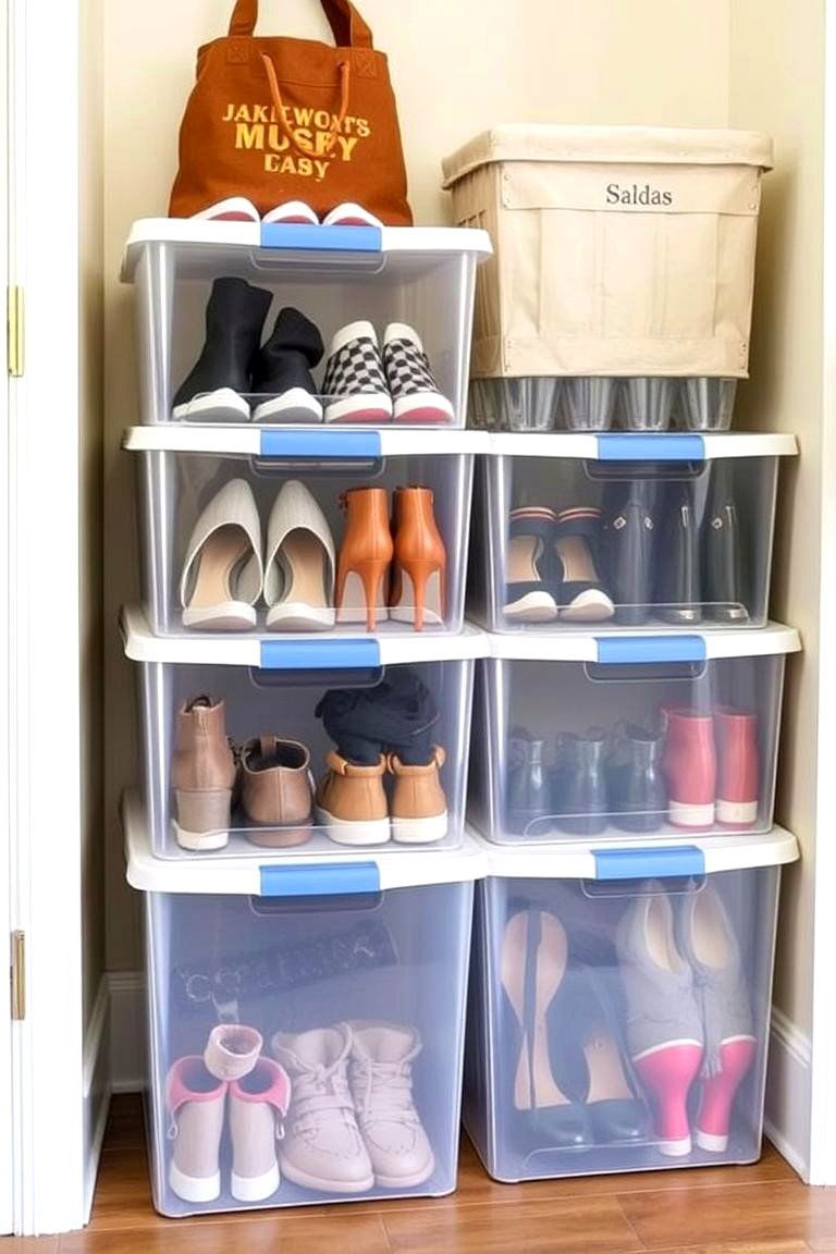 Stackable Shoe Bins - 24 Entryway Shoe Storage Ideas