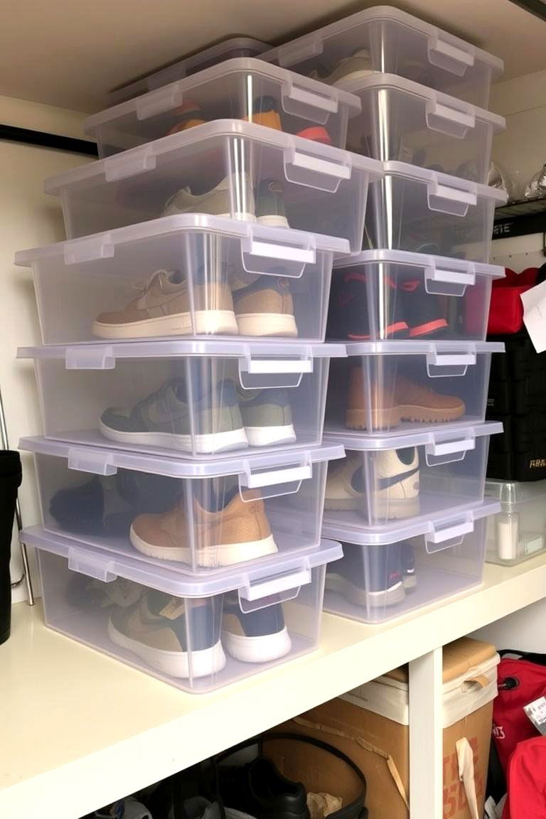 Stackable Shoe Boxes - 24 Garage Shoe Storage Ideas