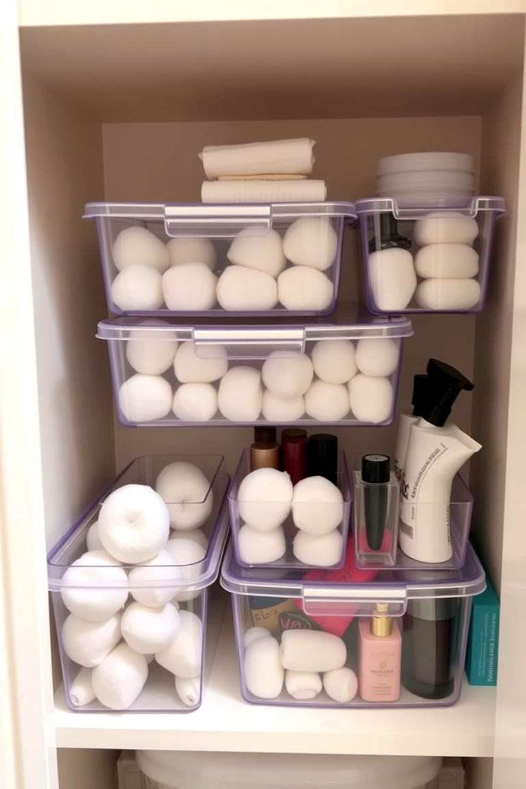 Stackable Storage Bins - 24 Small Bathroom Shelving Ideas