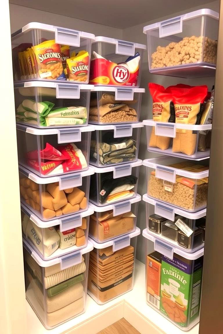Stackable Storage Bins - 24 Corner Pantry Ideas