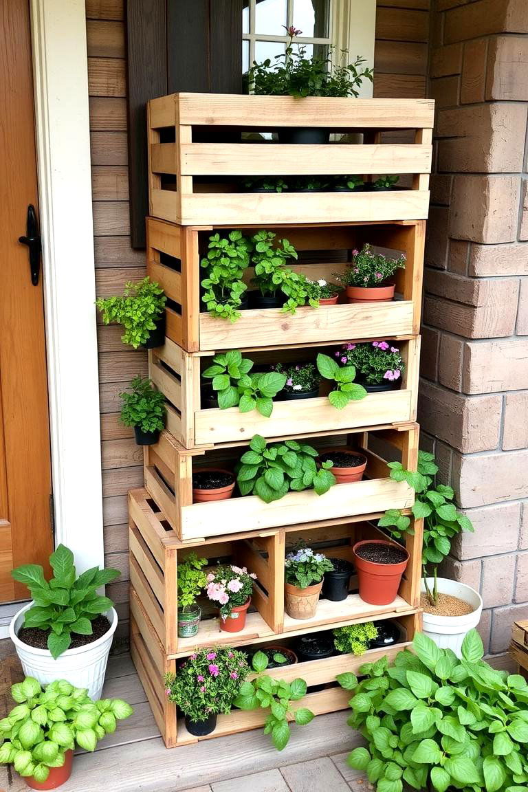 Stacked Crates Stand - 24 Outdoor Plant Stand Ideas