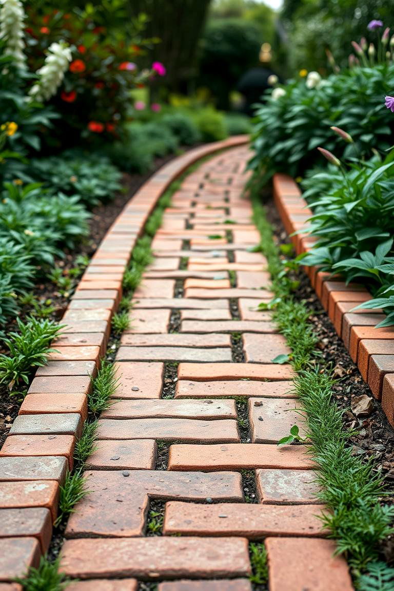 Stacked Pattern Brick Edging - 24 Brick Edging Ideas