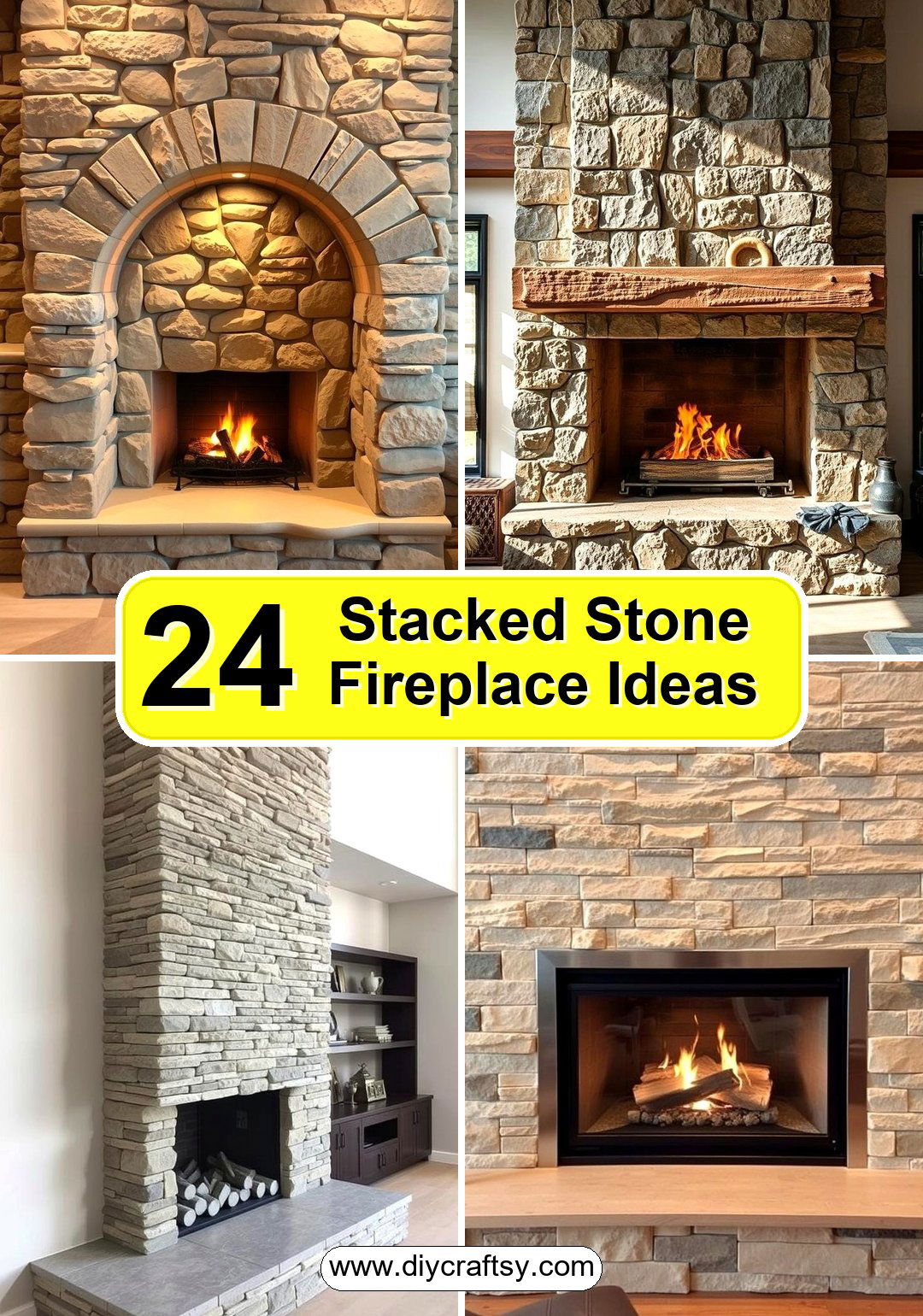 Stacked Stone Fireplace Ideas