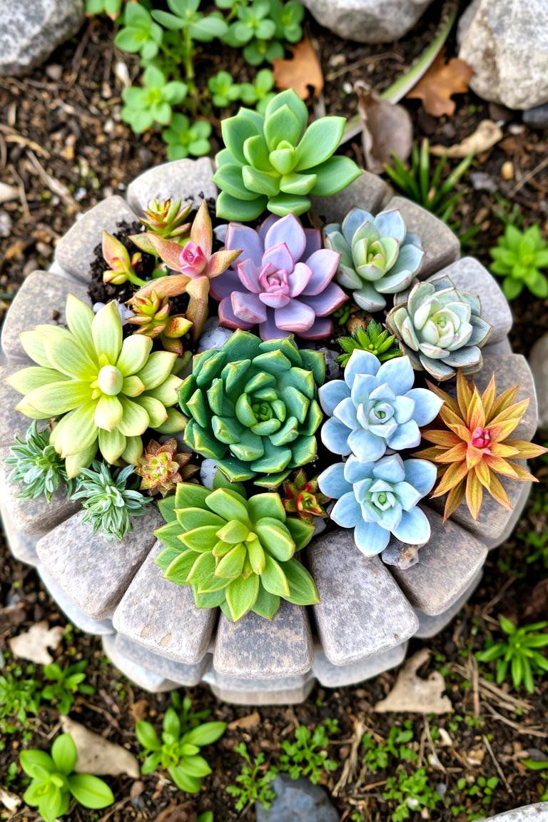 Stacked Stone Planters - 24 Outdoor Succulent Container Ideas