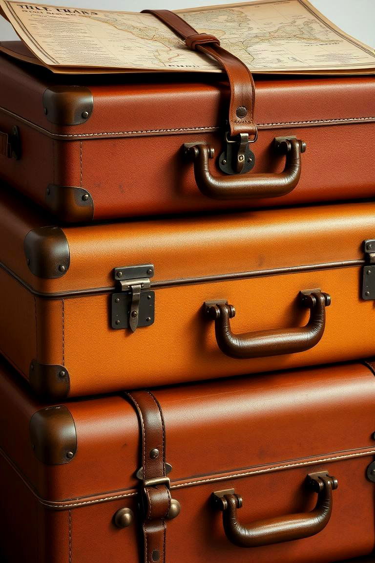 Stacked Suitcases for a Travel Theme - 24 non-floral wedding centerpiece ideas