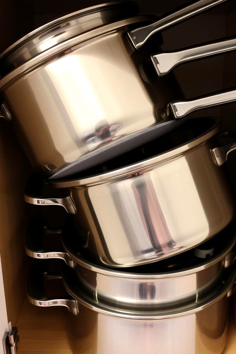 Stacking with Protection - 24 Pots and Pans Storage Ideas